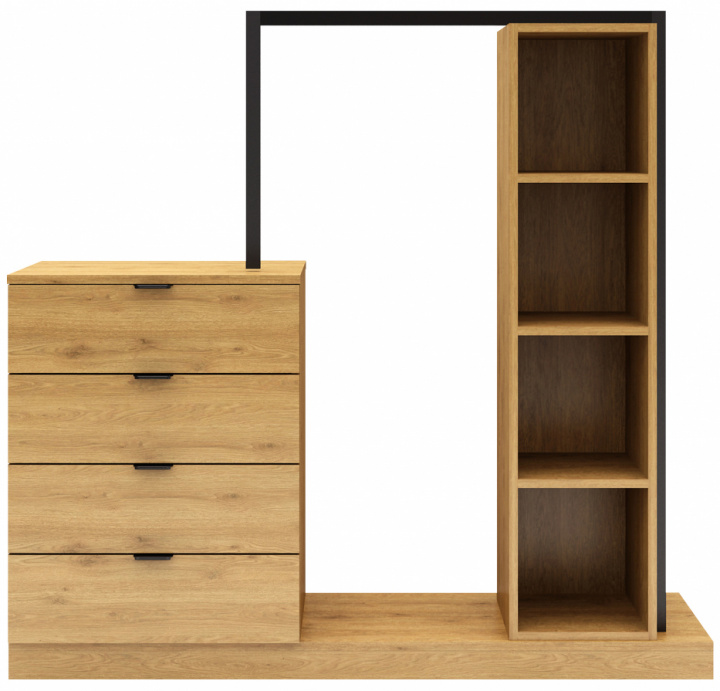 Attaccapanni \'Nova\' 4 cassetti - Rovere/Nero nel gruppo Mobili / Mensole & stoccaggio / Appendiabiti presso Reforma (NOVASU02)