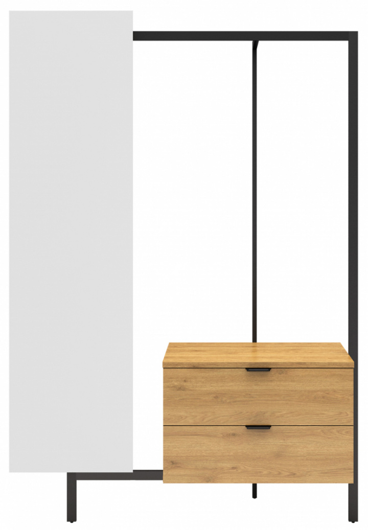 Attaccapanni \'Nova\' 2 cassetti/specchio - Rovere/Nero nel gruppo Mobili / Mensole & stoccaggio / Appendiabiti presso Reforma (NOVASU03)