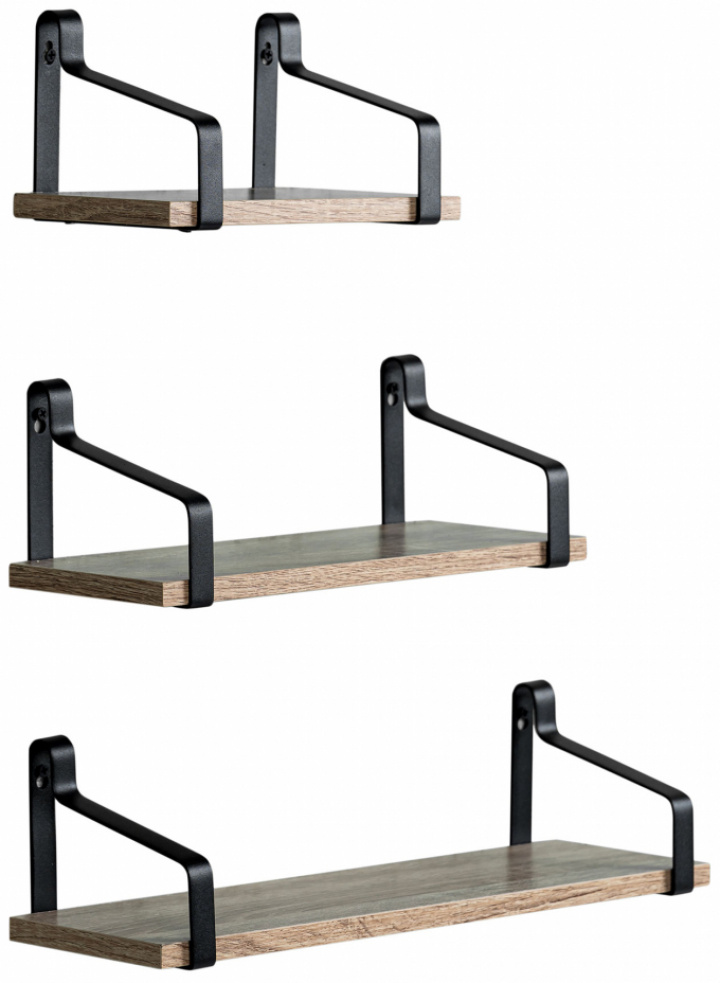 3-pezzi Mensole da parete \'Mia\' - Nero/Naturale nel gruppo Mobili / Mensole & stoccaggio / Mensole da parete presso Reforma (RH1905-14)