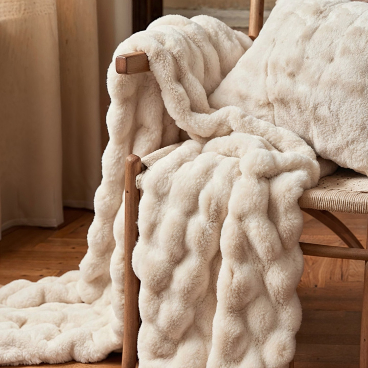 Coperta \'Aranga Bubble Throw\' 130x170cm - Beige nel gruppo Arredamento / Tessuti / Plaid e coperte presso Reforma (V10201578)