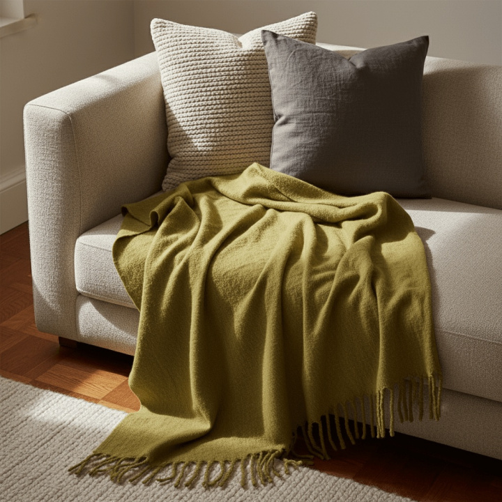 Plaid \'Samantha\' 130x170cm - Verde oliva nel gruppo Arredamento / Tessuti / Plaid e coperte presso Reforma (V10201726)