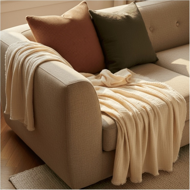 Coperta in mussola \'Dorena\' 130x170cm - Bianco nel gruppo Arredamento / Tessuti / Plaid e coperte presso Reforma (V10201739)