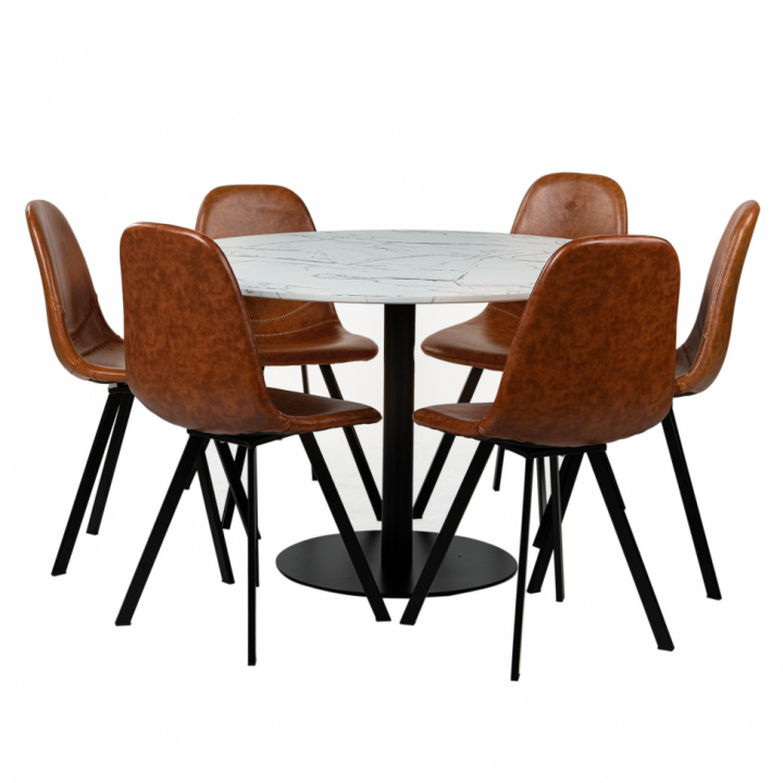 Gruppo di tavoli \'Marbelous Carrie\' - 1 Tavolo Ø120 & 6 Sedie nel gruppo Mobili / Tavoli / Gruppi da pranzo presso Reforma (matgrupp18)