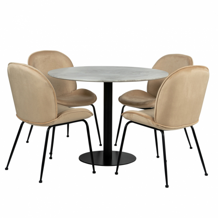 Gruppo pranzo \'Marbelous Lux\' - 1 Tavolo Ø100 & 4 Sedie nel gruppo Mobili / Tavoli / Gruppi da pranzo presso Reforma (matgrupp5)