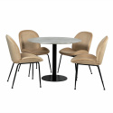 Gruppo pranzo \'Marbelous Lux\' - 1 Tavolo Ø100 & 4 Sedie